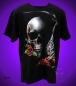 Preview: Black Glow T-Shirt - Totenkopf mit Pistole