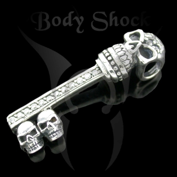 Silberanhänger - Schlüssel mit Totenkopf
