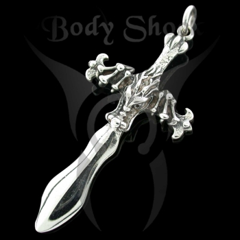 Silberanhänger - Schwert mit Drachenkopf