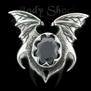 Silberanhänger Fledermausflügel mit Stein