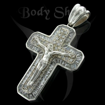 Silberanhänger - Kreuz mit Jesus und Steine