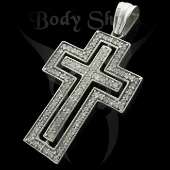 Silberanhänger - Kreuz zum Wenden mit Steine