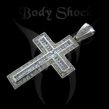 Silberanhänger - Kreuz mit Steine
