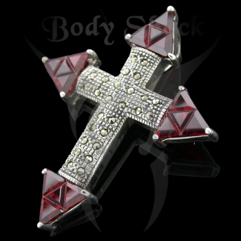 Silberanhänger - Kreuz mit Steine
