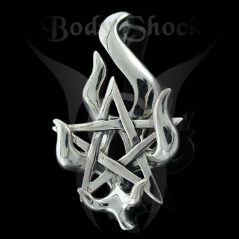 Silberanhänger - Pentagrammanhänger mit Flammen