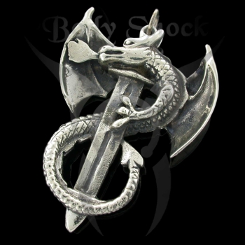 Silberanhänger - Drachen mit Schwert