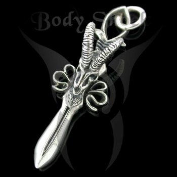 Silberanhänger - Schwert mit Steinbockschädel